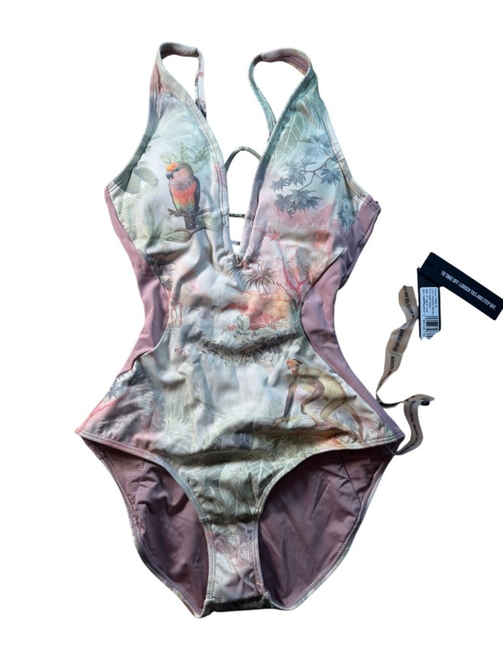 TA3 The Plungey Triangle Contour Cheeky Swimsuit Monkey Rose Size XS Reg/Long